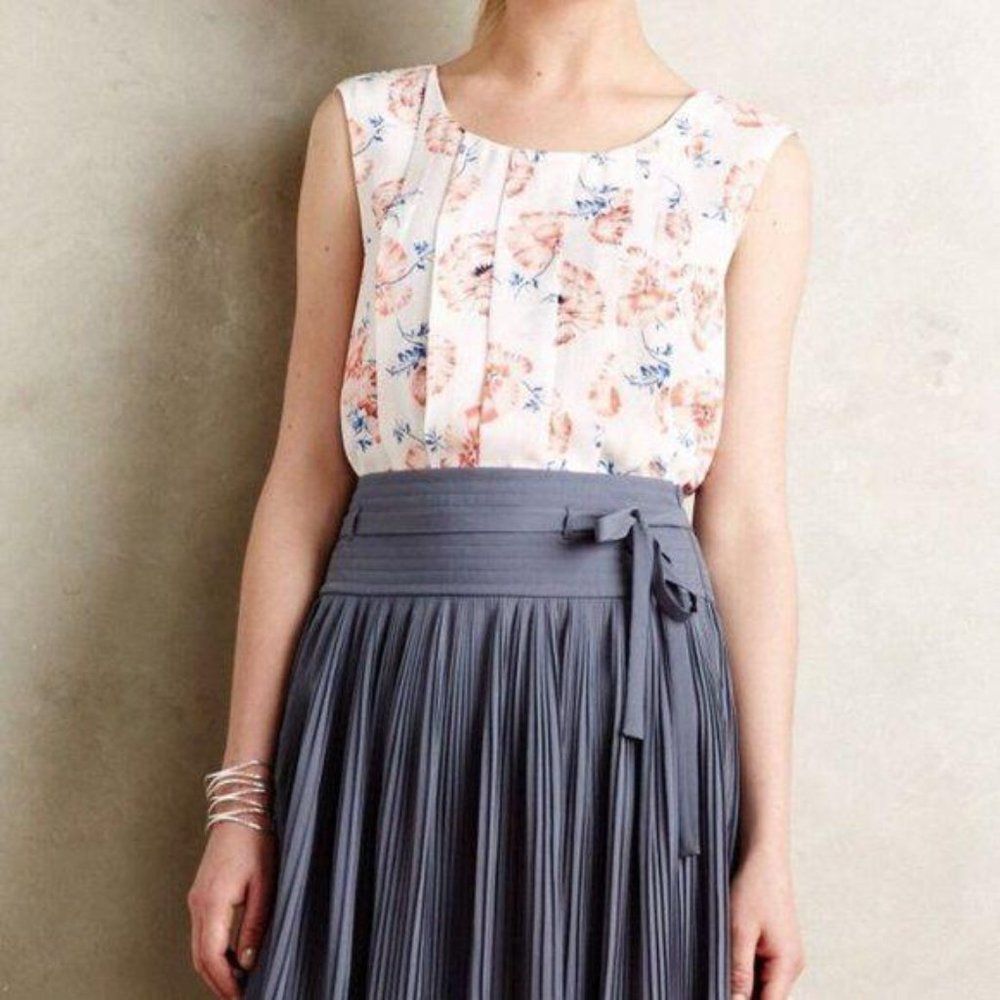 Meadow Rue Floral Print Pleated Blouse Size Small